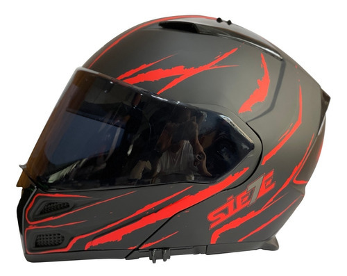 Casco Moto Siete Storm Kryptonite Abatible Doble Visor Dot Color Rojo Talla M-(57-58-cm) Tamaño del casco M