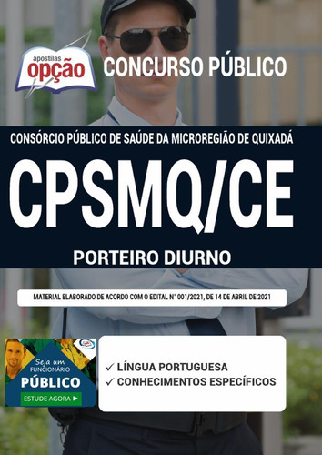 Apostila Concurso Cpsmq-ce 2021 - Porteiro Diurno, De Professores Especializados. Editora Apostilas Opção