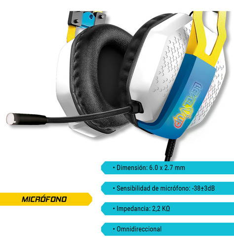 Auricular Gamer Con Led Level Up Perseo Para Ps5, Pc, Xbox Blanco