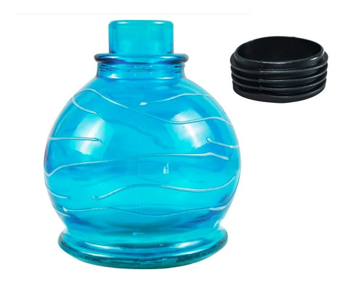 Imagem 1 de 2 de Vaso / Base Pequeno Anubis Art Glass  - Azul Bebê C/ Branco