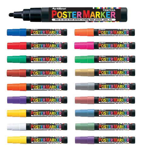 14 Marcadores De Pintura Acrlica Posca/artline Póster Marker
