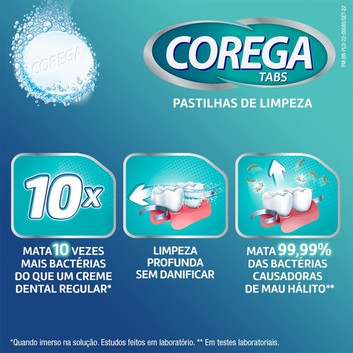 Corega Tabs Pastilha Efervescente P/ Limpeza C/ 30 Unid