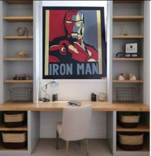 Cuadro Pintado A Mano Iron Man Personajes Súpereroes 80x70cm