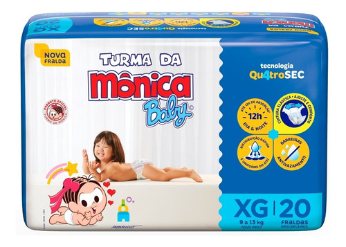 Imagem 2 de 8 de Kit Fralda Turma Da Mônica Jumbo Xg 120un