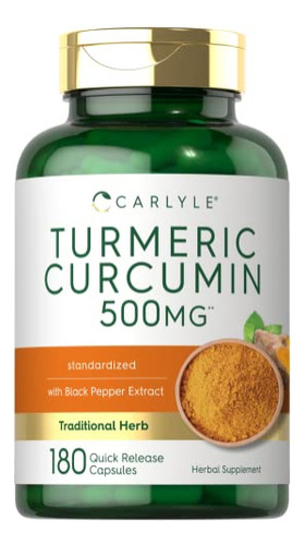 Suplemento Carlyle Curmeric Curcumin 500mg 180 Cápsulas