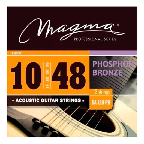 Encordado Guitarra Acustica 12 Cuerdas - 010 Magma Ga120pb12