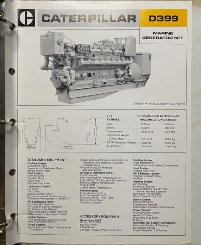 Caterppilar D399 Marine Generator Set Manual Sheet. Ccg
