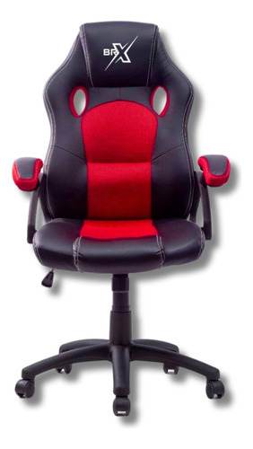 Cadeira Gamer Brx Modelo 711 Cor Preto Com Vermelho Material do estofamento Couro