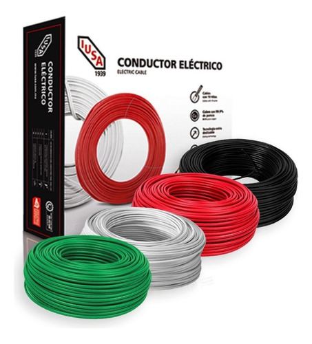 Metro De Cable Iusa Cal. 10 40mts 100% Cobre Colores Blanco