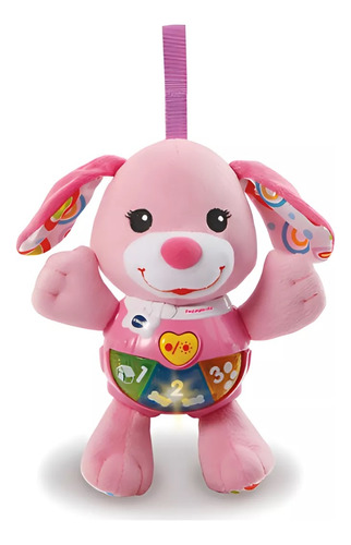 Peluche Sonajero Cunero Peque Perrito Primera Infancia Vtech Color Rosa Chicle Diseño Pequeperrita