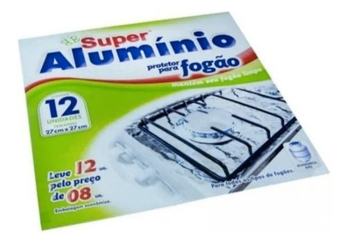 Pack 12 Lamina De Aluminio Protector Cocina Estufa Gas Color Plateado