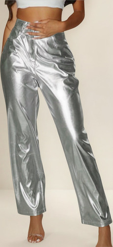 Pantalones Para Mujer, Estilo Discoteca, Bolsillos Con Boton