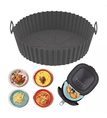 Cesto Forma De Silicone Airfryer 20cm Antiaderent - Preto