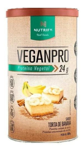 Suplemento em pó Nutrify  Veganpro proteínas Veganpro sabor  torta de banana em pote de 450mL