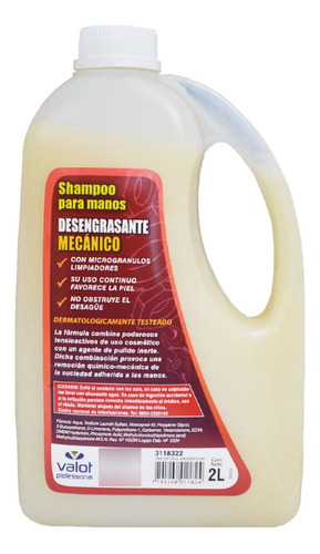 Shampoo Desengrasante Para Manos Mecánico 2lt Valot Oficial