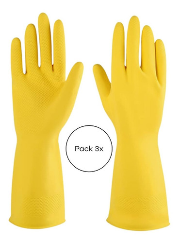 Guantes Multiuso Aseo Amarillo Latex Domestico Guante X3 Par