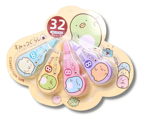 Paquete De 4 Pzs Cinta Corrector Kawaii 5 Mm X 8 M