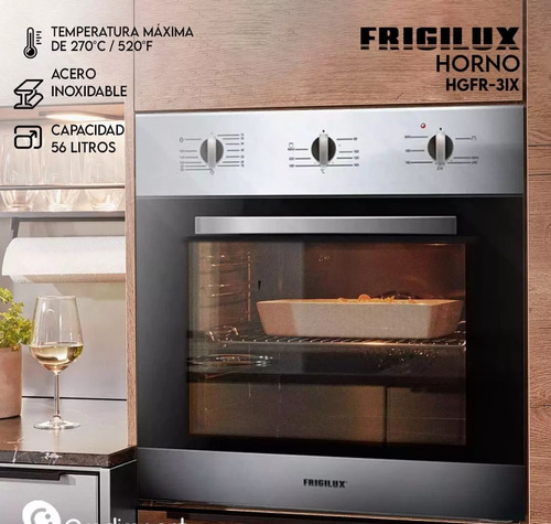 Horno A Gas 60 X 60 Vitrocerámica Gratinador Temporizador