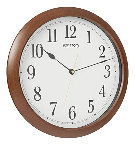 Reloj De Pared Con Acabado De Madera Numerado Seiko De 16 