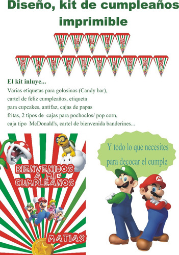 Super Mario Bros Kit Personalizado E Imprimible