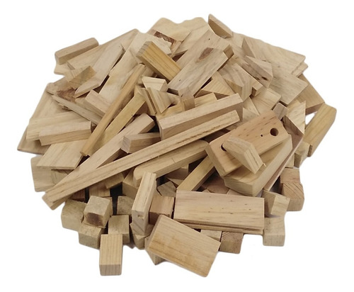 Imagen 3 de 5 de Ingeniacrea Bloques P/armar Madera Irregulares 1kg Waldorf