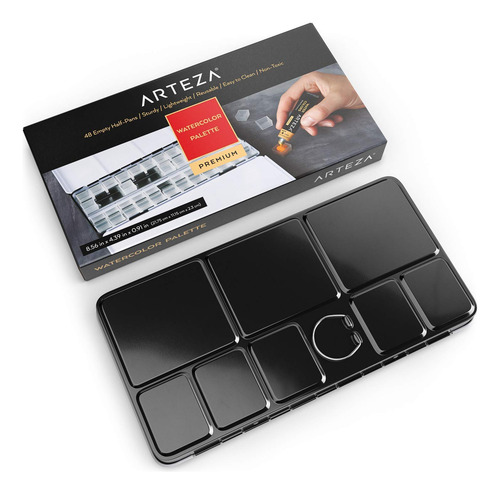 Paleta De Acuarela Con 48 Medias Sartenes, Lata Portátil