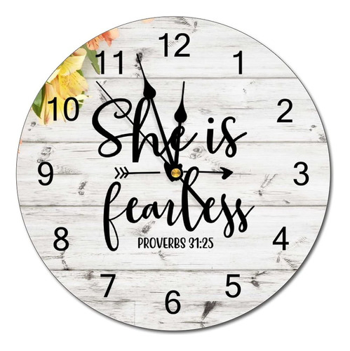 She Is Fearless Proverbs 31:25 Reloj Madera Versiculo Biblia