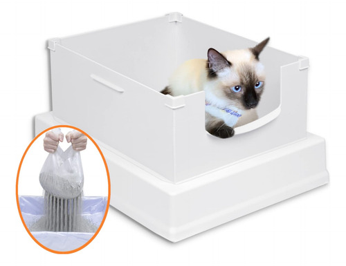 Arenero Para Gato Abierto Grande Con Forro Desechable Blanco
