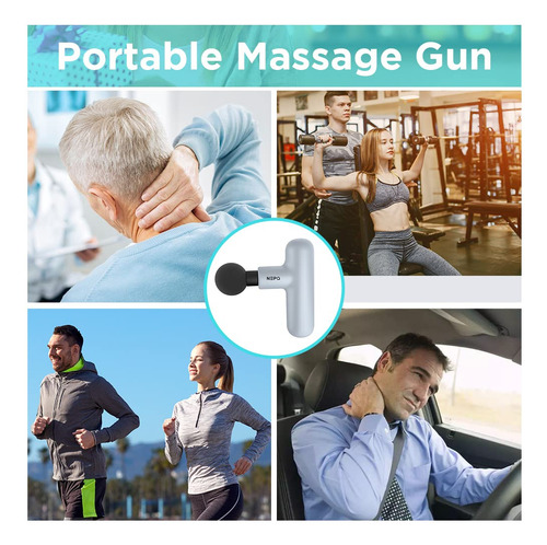 Massage Gun Nepq Sk6 Mini Portable Deep Tissue Gray