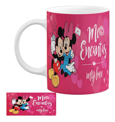 Taza Blanca  I Love  Mickey Mouse Para Pareja