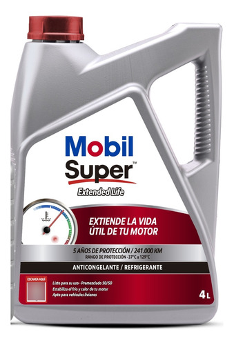 Anticongelante Mobil Super Extended Life 4l Color Amarillo