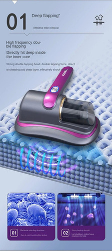 Aspirador Portátil Anti-ácaro Esterilização Luz Uv Sem Fio Cor Rose