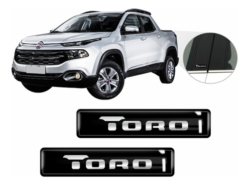 Kit Adesivos Emblemas Lateral Coluna Fiat Toro Resinado 3d