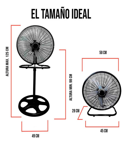 Ventilador Piso Pedestal Pared 3 En 1 Silencioso 5 Aspas 50 Cm 60hz Negro Transparente Plástico 5