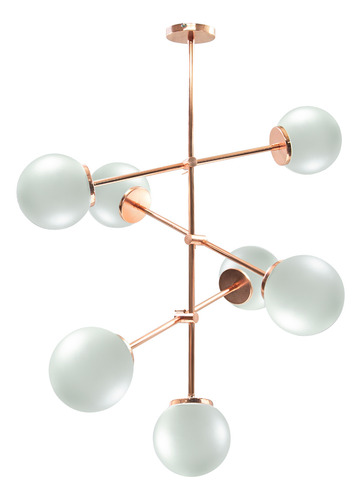 Colgante Araña 7 Luces Led E27 Opal Lampara Plafon Cromado Estructura Cobre