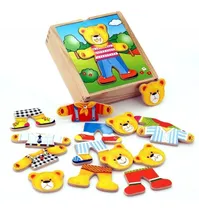 Comprar Juegos Juguetes Madera Viga Encastre Didactico Vestir El Oso