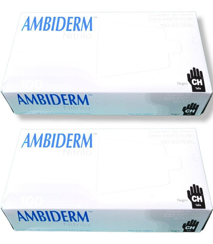 Pack 2 Cajas De Guantes Ambiderm Nitrilo   Negro  Talla: Ch