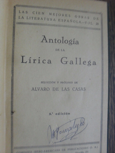 Antología De La Lírica Gallega. Alvaro De Las Casas.
