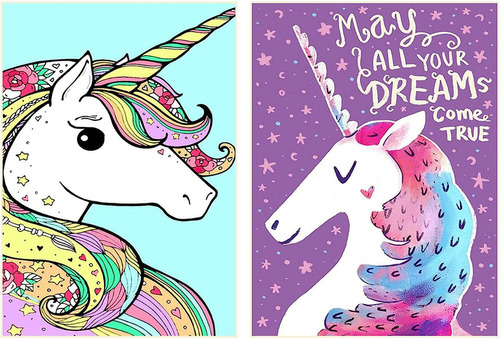 1 Juego De 2 Unidades De Pintura Unicornios Para Bricolaje