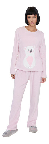 Pijama Mujer Polar Diseño Rosado Corona