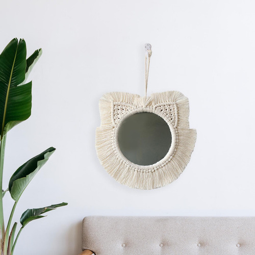 Espejo De Pared Colgante De Macramé, Espejo Cosmético Para