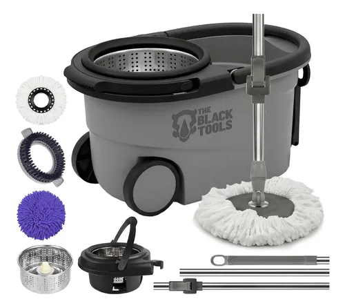 Mop The Black Tools TBBL04 é Bom? Vale a Pena em 2026? Análise Completa 2 Esfregão Mop 360° Balde Inox Com Rodas Microfibra 16 Litros Cabo ...