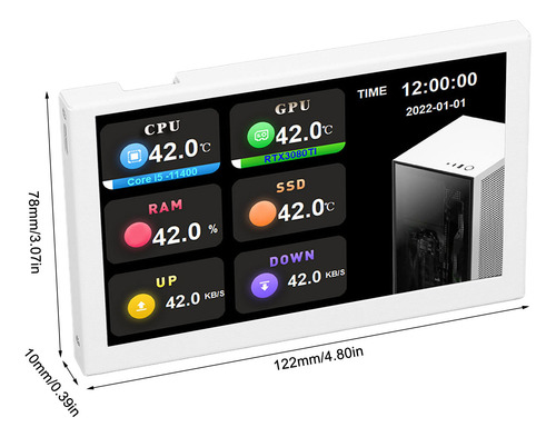 Pantalla De Temperatura Para Pc, Mini Pantalla Usb De 5 PuLG