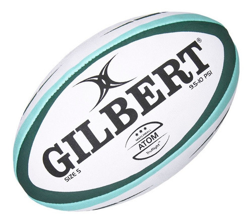 Pelota Rugby Gilbert Match Atom N°5 Reglamentaria Truflight Color Blanco Verde