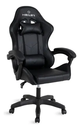 Cadeira Gamer Preta Healer Wells Reclinável Girató...