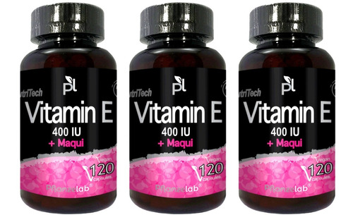 Vitamina E + Maqui 400ui 120 Vegan Capsules X3