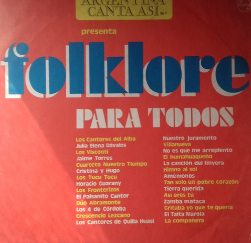 Argentina Canta Asi Folklore Para Todos Vinilo Lp Pvl