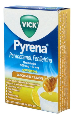 Vick Pyrena Caja Con 5 Sobres Sabor A Miel Y Limón