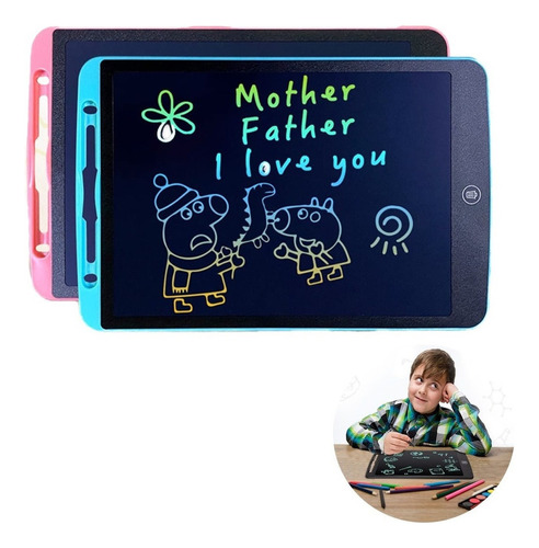 Tablet Infantil Lousa Magica Digital Para Colorir Desenho Cor Azul