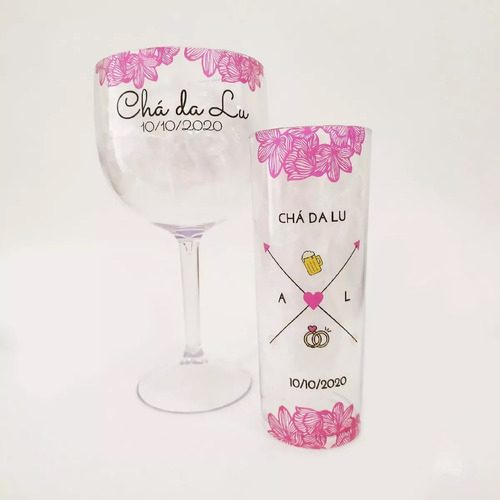 Kit 40un Taças De Gin + 30un Copos Long Drink Personalizados